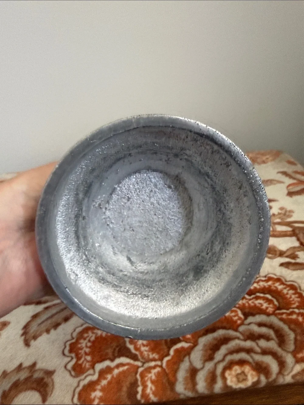 Vintage Pewter Trumpet Vase Rustic Farmhouse Colonial Decor